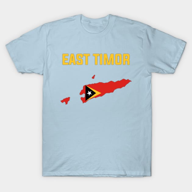 Timorese Flag inside Map of East Timor T-Shirt by Mashmosh